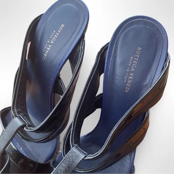 Bottega Veneta Black &amp; Blue Strappy High Heels w/ Ankle Strap