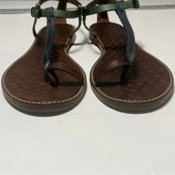 Bottega Veneta Ring-Toe Tri-Color Leather Sandals Size 39.5