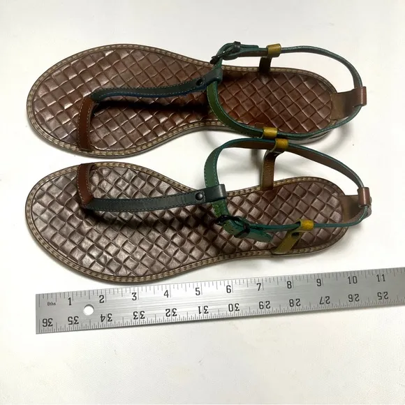 Bottega Veneta Ring-Toe Tri-Color Leather Sandals Size 39.5