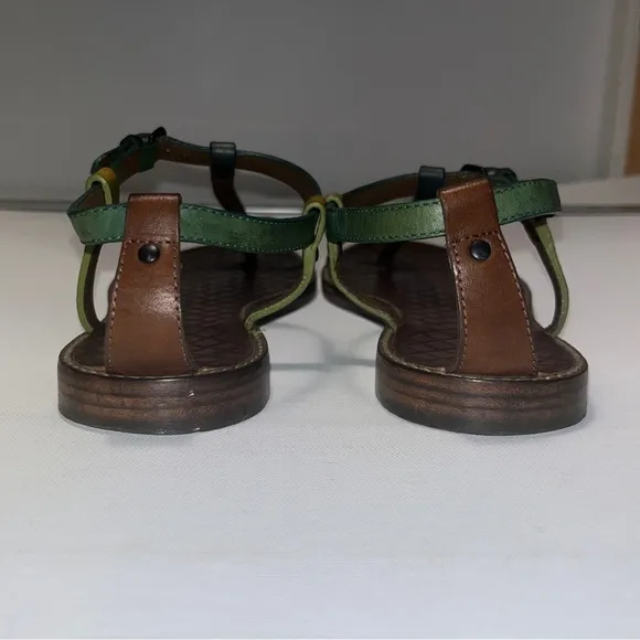 Bottega Veneta Ring-Toe Tri-Color Leather Sandals Size 39.5