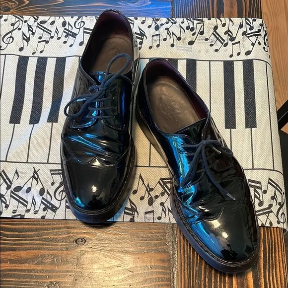 Bottega Veneta Scarpa Pelle S Gomma Black Platform Lace Up Shoes Gloss Finish