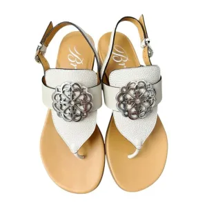 BRIGHTON Womens Size 5 N Off White Italian Leather Thong Alana Sandals Shoes