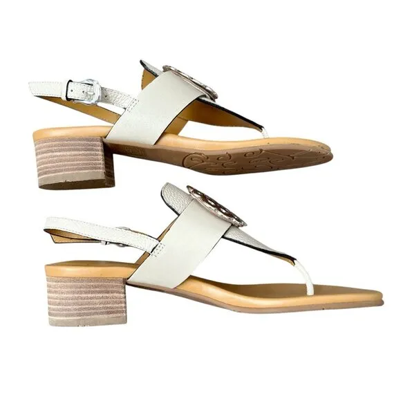 BRIGHTON Womens Size 5 N Off White Italian Leather Thong Alana Sandals Shoes