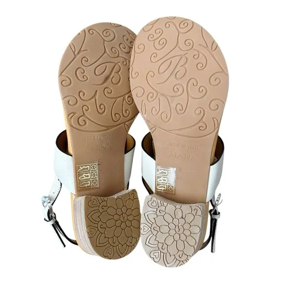 BRIGHTON Womens Size 5 N Off White Italian Leather Thong Alana Sandals Shoes