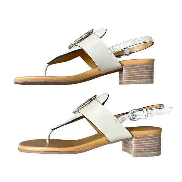 BRIGHTON Womens Size 5 N Off White Italian Leather Thong Alana Sandals Shoes