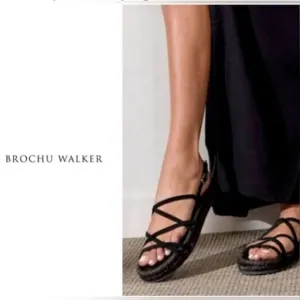Brochu Walker Dawson black strappy gladiator fisherman espadrille sandals New. 9