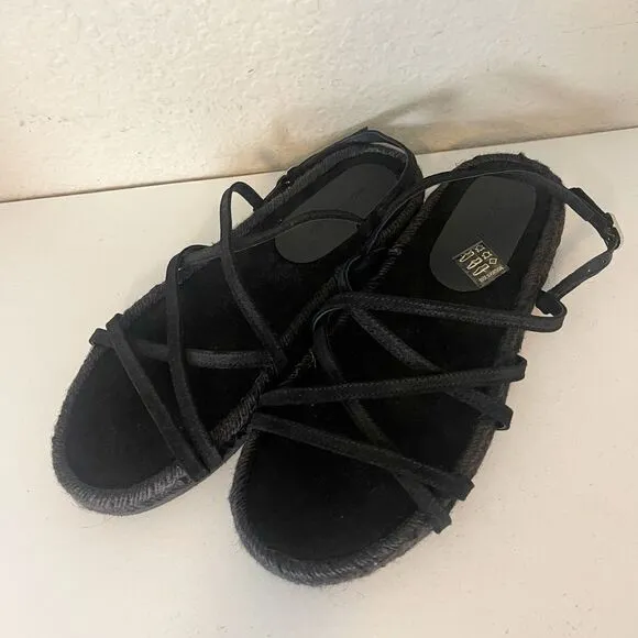 Brochu Walker Dawson black strappy gladiator fisherman espadrille sandals New. 9