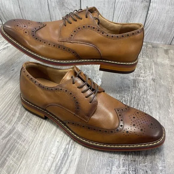 Brogue Wingtip Derby Dress Shoes US 12.5 EU 47 UK 12 Oxford Cognac Brown Desai