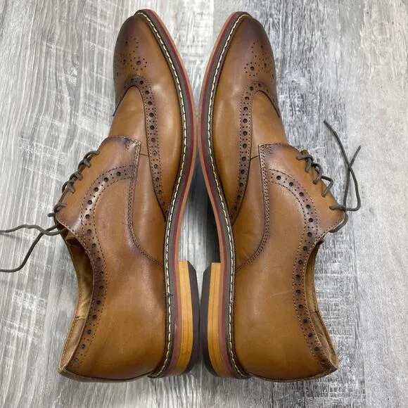 Brogue Wingtip Derby Dress Shoes US 12.5 EU 47 UK 12 Oxford Cognac Brown Desai
