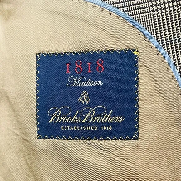 Brooks Brothers 1818 Madison Brown Blue 2-Button 42 Regular Blazer Jacket
