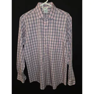 Brooks Brothers Button Up Shirt Men Large 16 1/2 x 34 Pink French Cuff  Milano