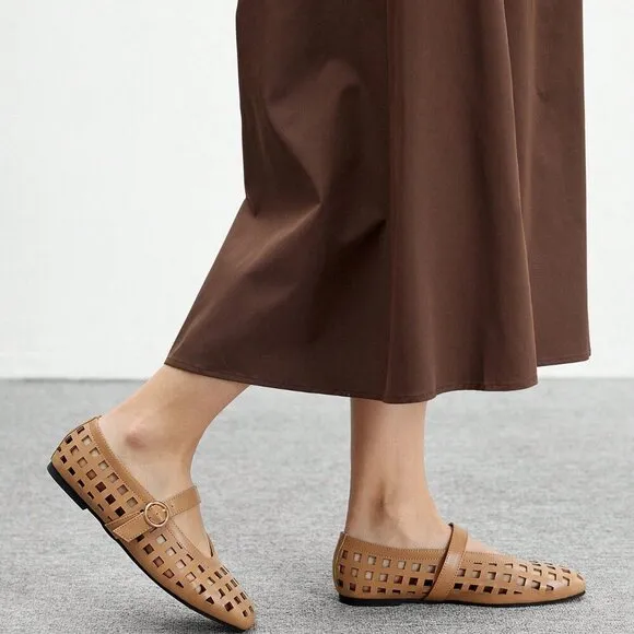 Brown Elegant Vintage Women's Mary Jane Flat Shoes