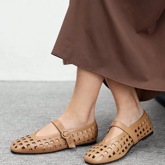 Brown Elegant Vintage Women's Mary Jane Flat Shoes