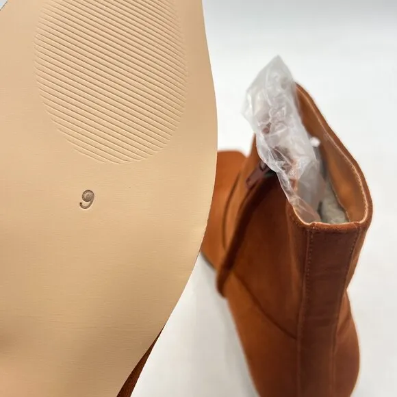 Brown Square Toe Low Chunky Heel Ankle Booties Chic Zip up Short Boot