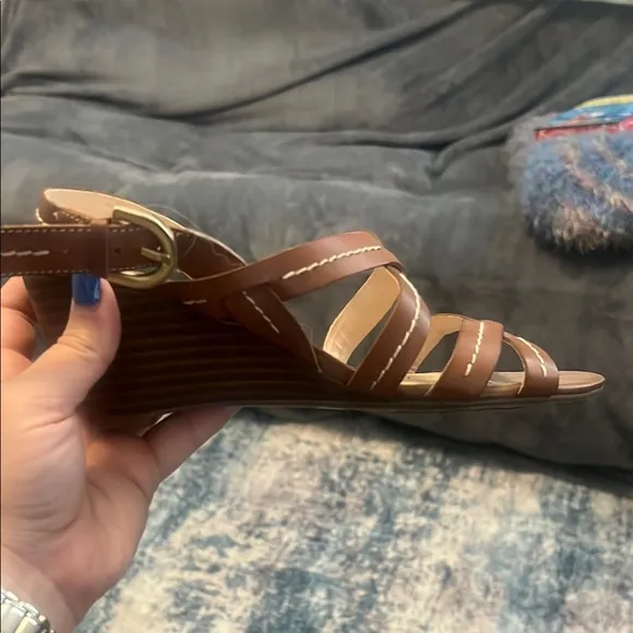 Brown Strappy Wedge Sandals