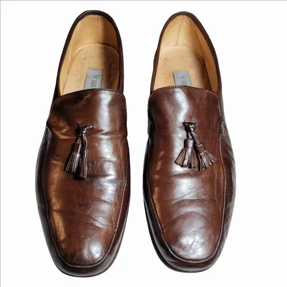 Bruno Magli loafers tassel brown leather mens 10.5M dress