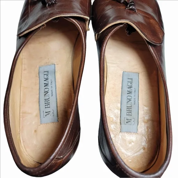 Bruno Magli loafers tassel brown leather mens 10.5M dress