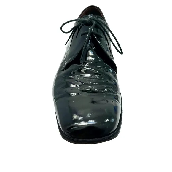 BRUNO MAGLI PARKER LACE UP SQUARE TOE BLACK PATENT LEATHER TUXEDO SHOE