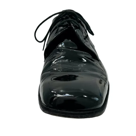 BRUNO MAGLI PARKER LACE UP SQUARE TOE BLACK PATENT LEATHER TUXEDO SHOE