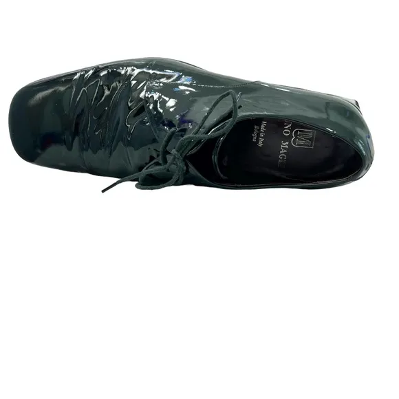 BRUNO MAGLI PARKER LACE UP SQUARE TOE BLACK PATENT LEATHER TUXEDO SHOE