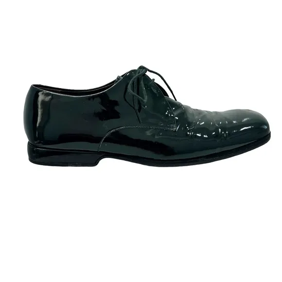 BRUNO MAGLI PARKER LACE UP SQUARE TOE BLACK PATENT LEATHER TUXEDO SHOE