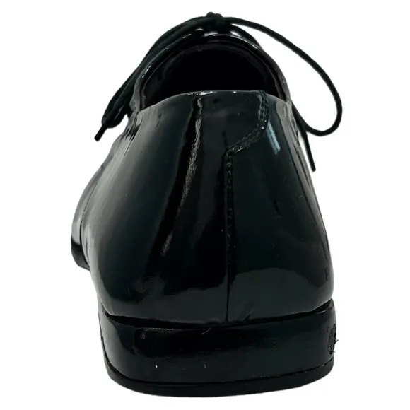 BRUNO MAGLI PARKER LACE UP SQUARE TOE BLACK PATENT LEATHER TUXEDO SHOE