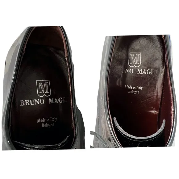 BRUNO MAGLI PARKER LACE UP SQUARE TOE BLACK PATENT LEATHER TUXEDO SHOE