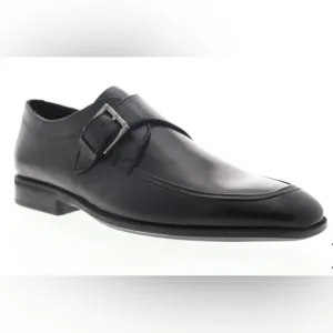BRUNO MANGLI Men's Black Leather Dress Shoes Wingtip Monk Strap size 10.5