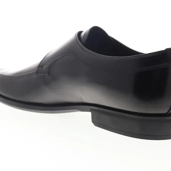 BRUNO MANGLI Men's Black Leather Dress Shoes Wingtip Monk Strap size 10.5
