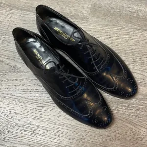 Bruno Martini Mens Shoes 9 Black Wingtip Oxford Dress Wedding Formal Tux Prom