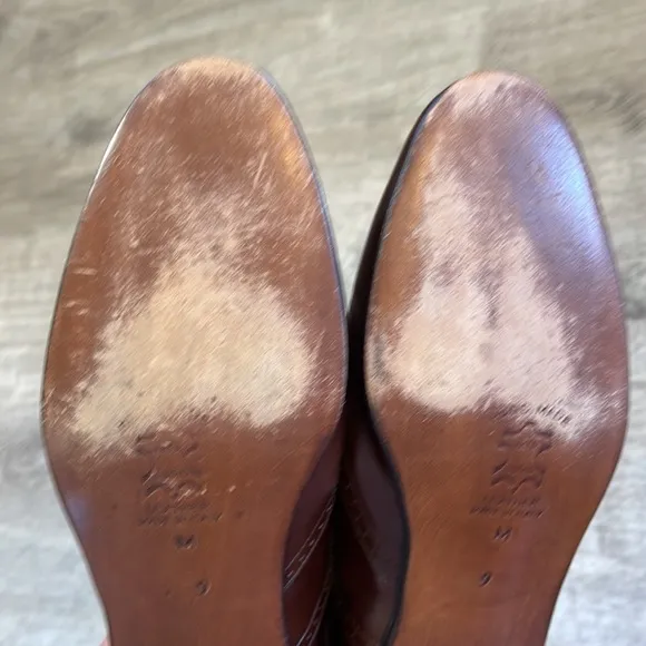 Bruno Martini Mens Shoes 9 Brown Wingtip Oxford Leather Italy Handmade Wedding