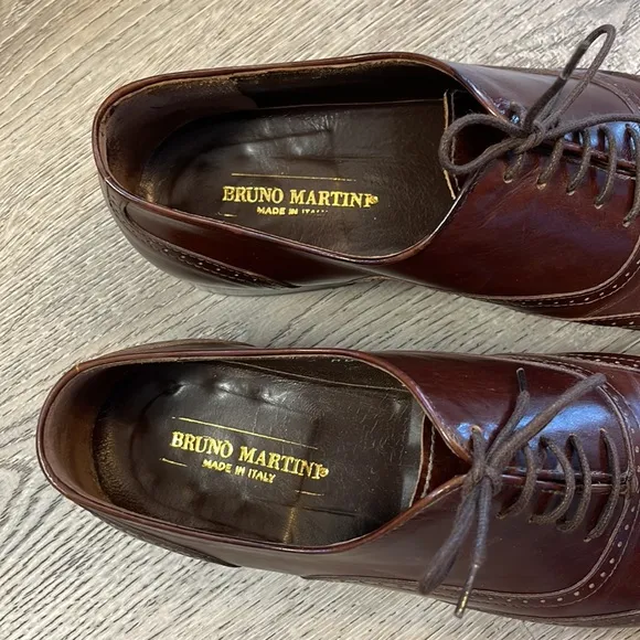 Bruno Martini Mens Shoes 9 Brown Wingtip Oxford Leather Italy Handmade Wedding