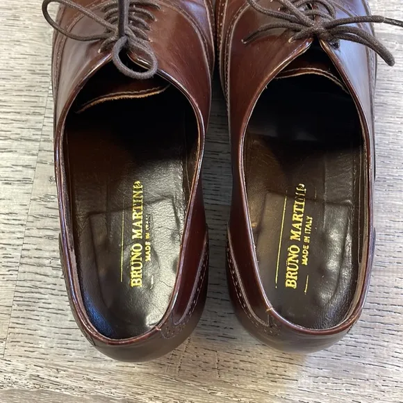 Bruno Martini Mens Shoes 9 Brown Wingtip Oxford Leather Italy Handmade Wedding