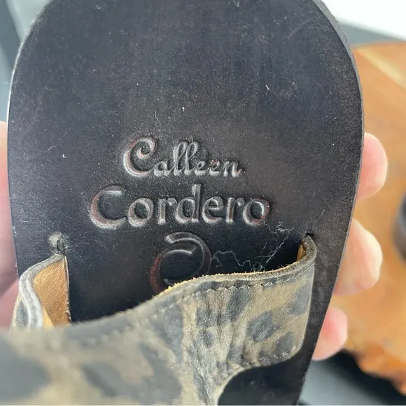 Calleen Cordero leopard lace up sandals sz 6 brown