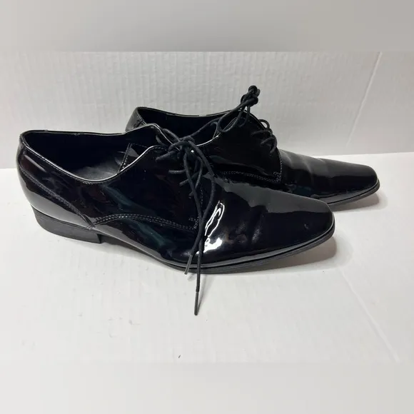 Calvin Klein Brodie Black Patent Leather Oxford Lace Up Shoes