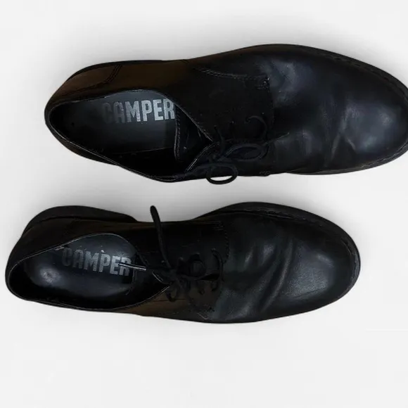 CAMPER Black Leather Oxford Shoes