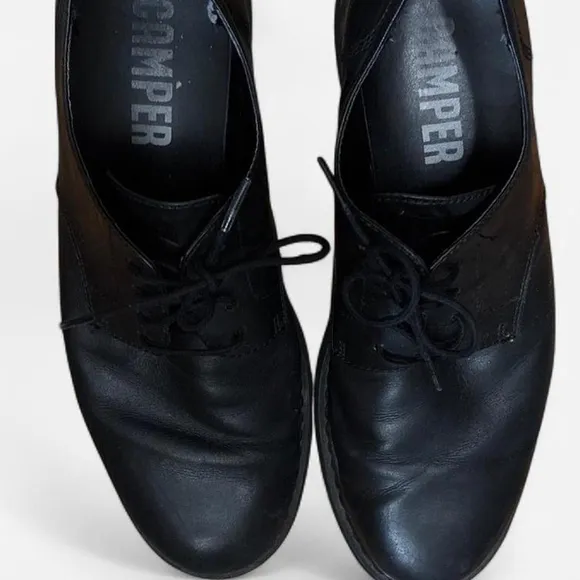 CAMPER Black Leather Oxford Shoes