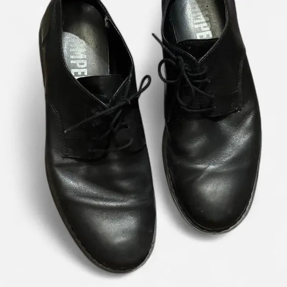CAMPER Black Leather Oxford Shoes