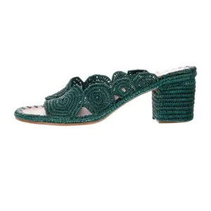 Carrie Forbes Raffia Green Woven Slides