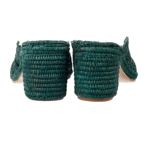 Carrie Forbes Raffia Green Woven Slides
