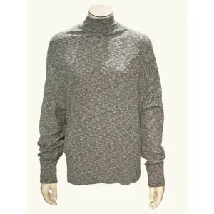 CCC Slash Neck Cut Out Back Gray Open Turtleneck Sweater Large Made In USA