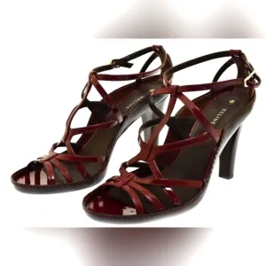 Celine Patent Leather Plum Strappy Sandals