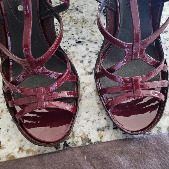 Celine Patent Leather Plum Strappy Sandals