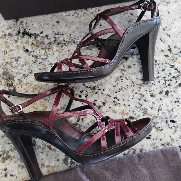 Celine Patent Leather Plum Strappy Sandals