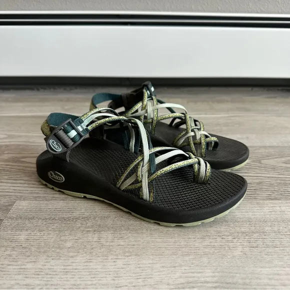 Chaco ZX3 Strappy Sandals in Black and Green 8