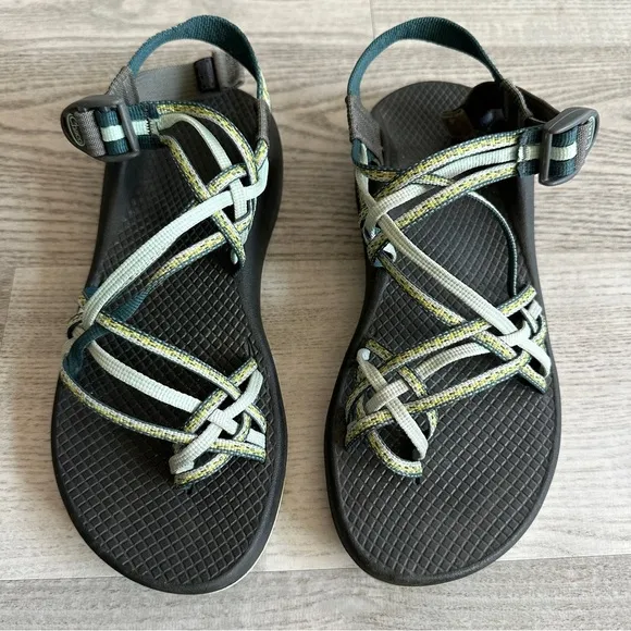 Chaco ZX3 Strappy Sandals in Black and Green 8