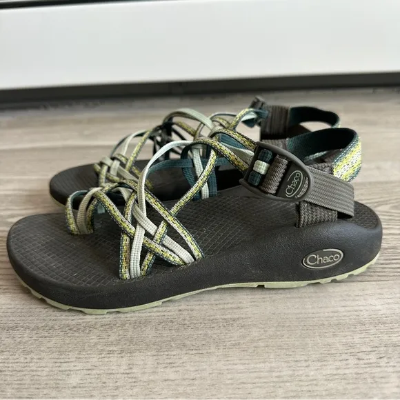 Chaco ZX3 Strappy Sandals in Black and Green 8