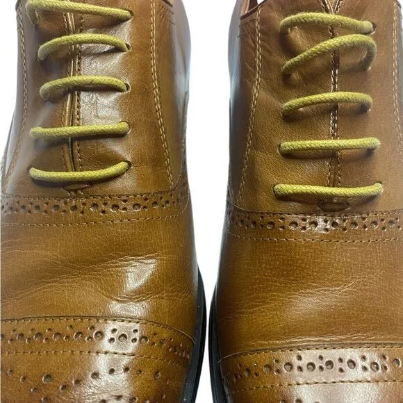 CHAMARIPA Sz 43/10 Brown Two Toned Calfskin Leather Elevator Oxford Dress Shoes
