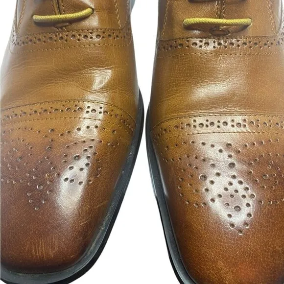 CHAMARIPA Sz 43/10 Brown Two Toned Calfskin Leather Elevator Oxford Dress Shoes