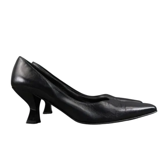 Charles David Shoes Womens 6 Pump Heels Leather Black Spool Square Toe Fashion